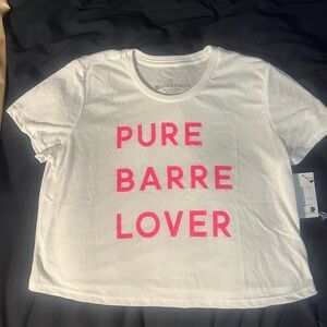 Pure Barre Lover White Tee with Pink Logo